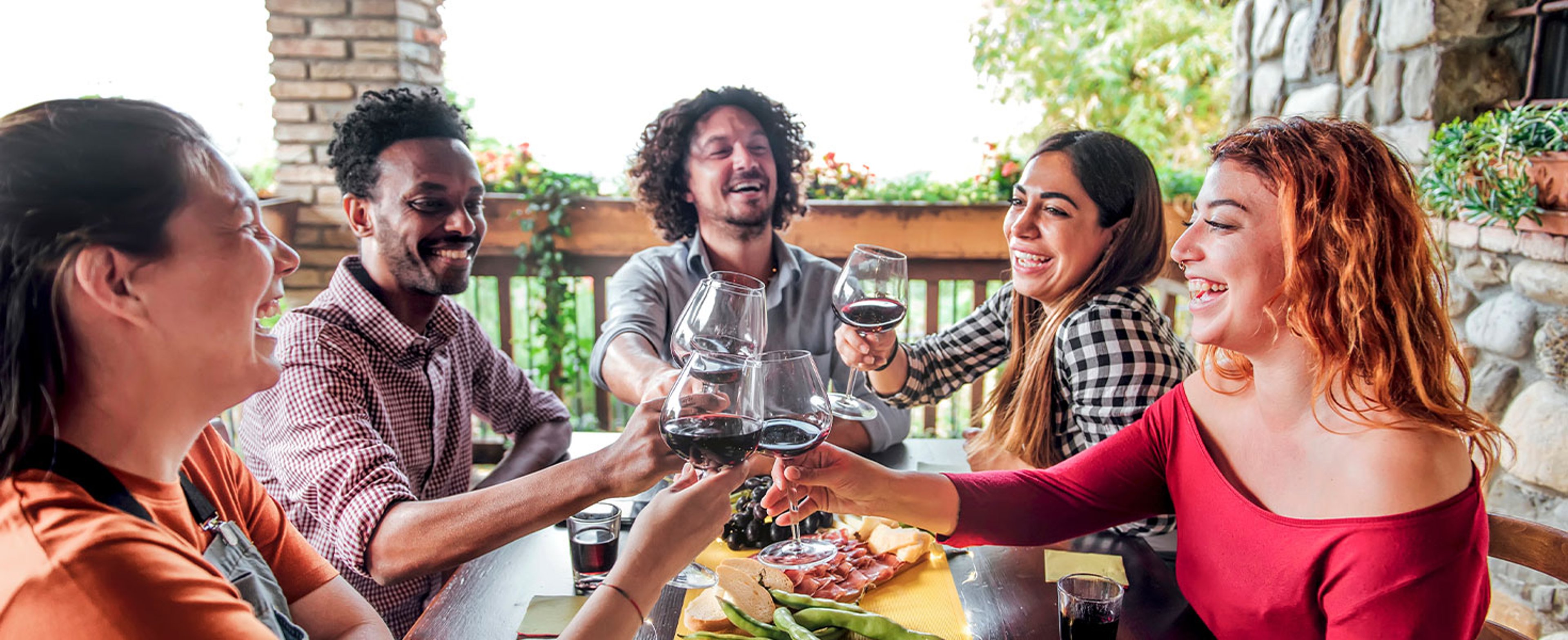 friends making a toast with wine
