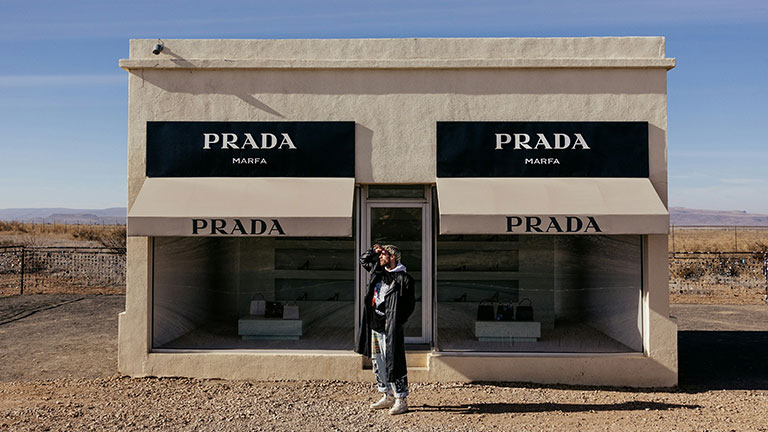 Prada Marfa art installation in the West Texas desert.