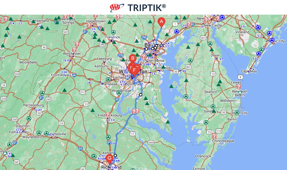 AAA TripTik map