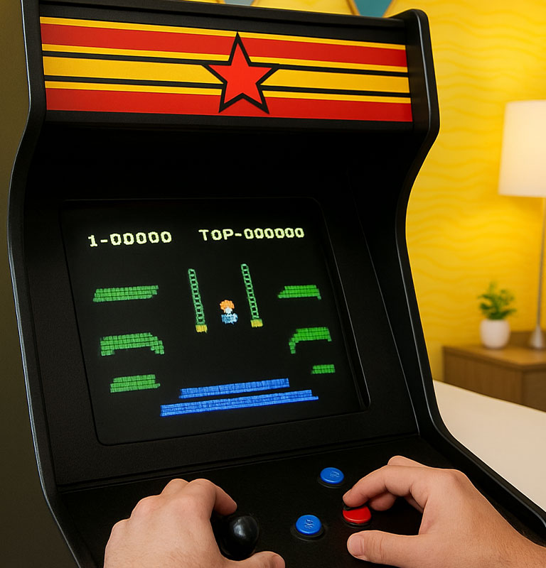 person playing arcade game