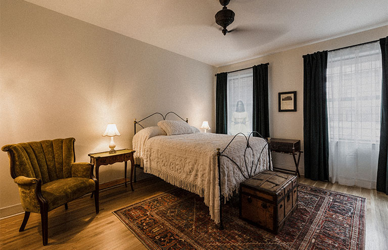 gothic dark halloween themed hotel suite