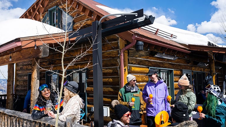 Elk Camp Restaurant party closing party, closing days, live DJ music, spring apres, pond skim. Photo by Sam Ferguson and Aspen Snow Mass