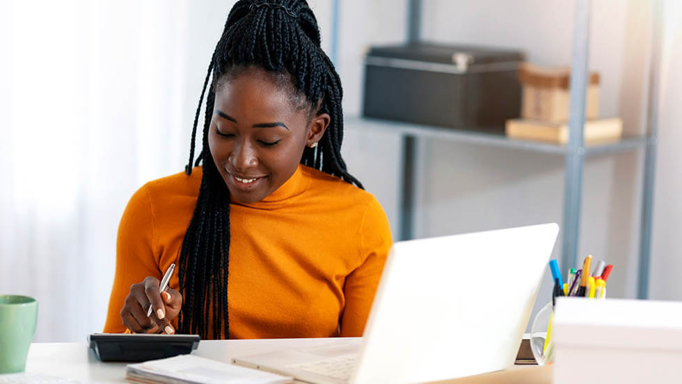 Single woman going over Taxes