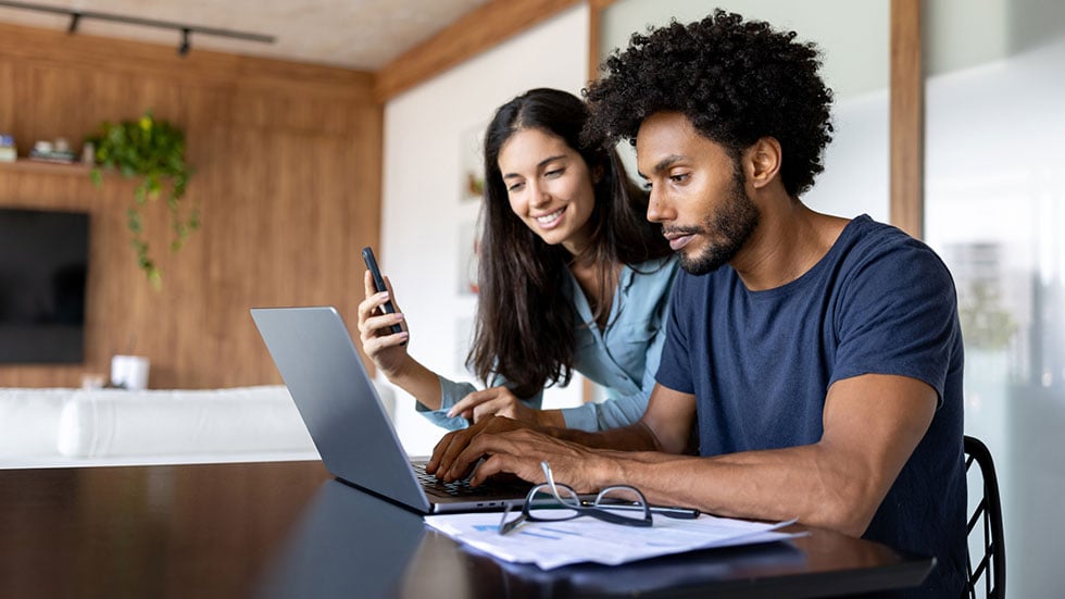 Couple Doing Taxes Together