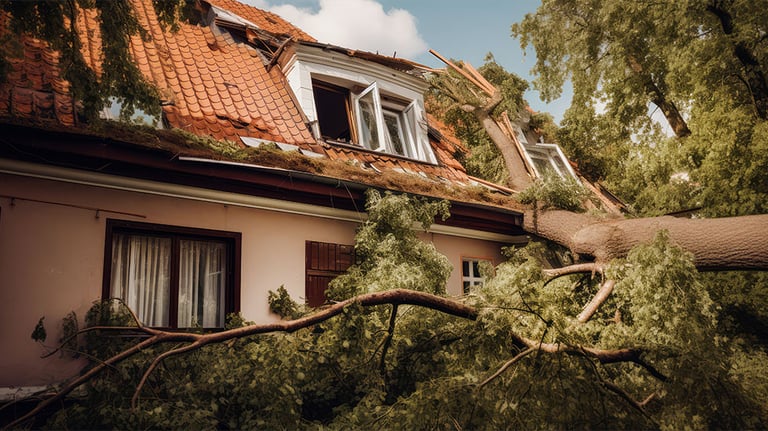 Tree fell onto a house