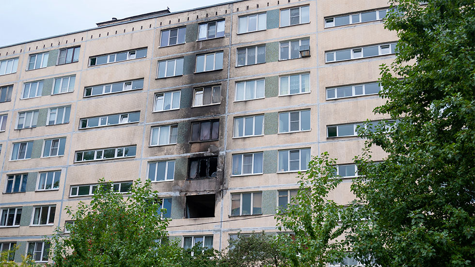 apartment building after a fire