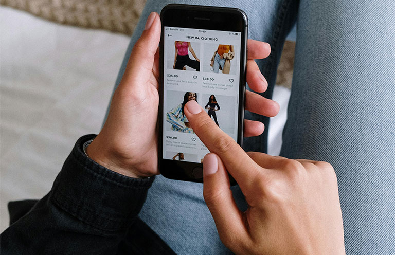 person online shopping on phone