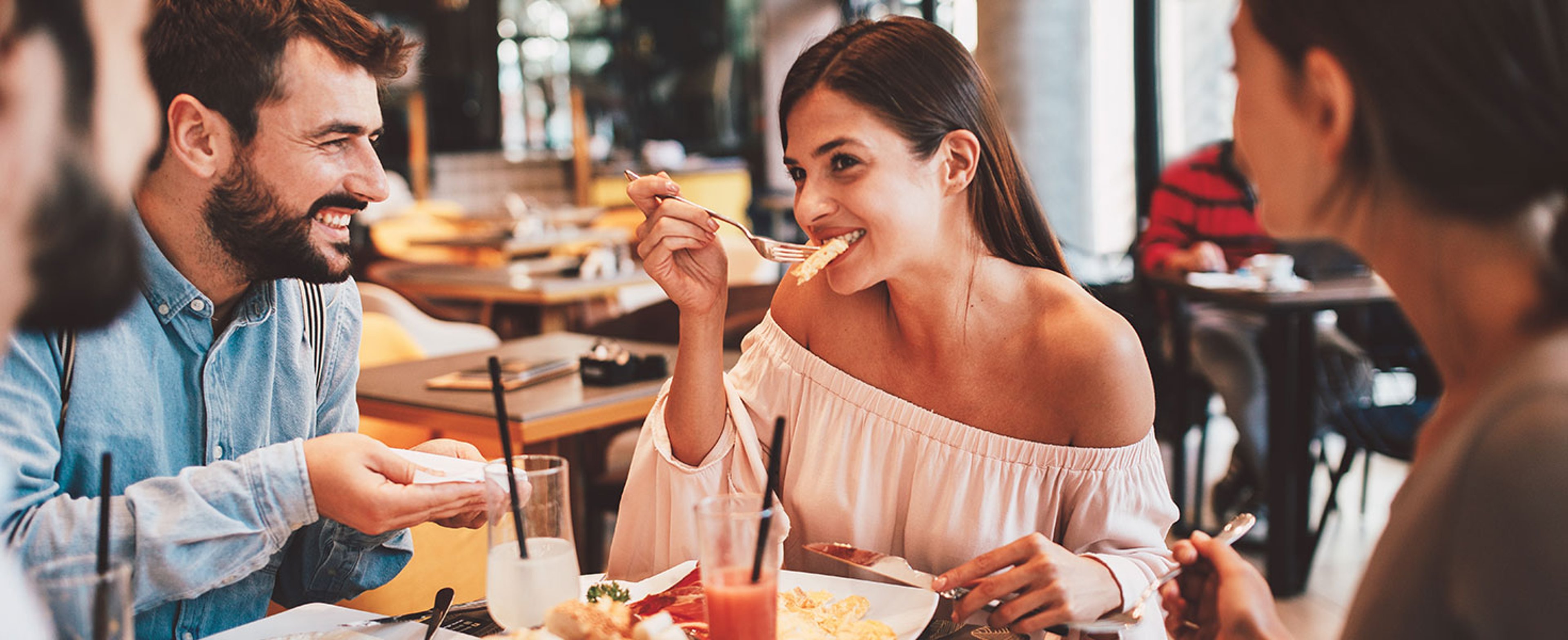 Friends eating together