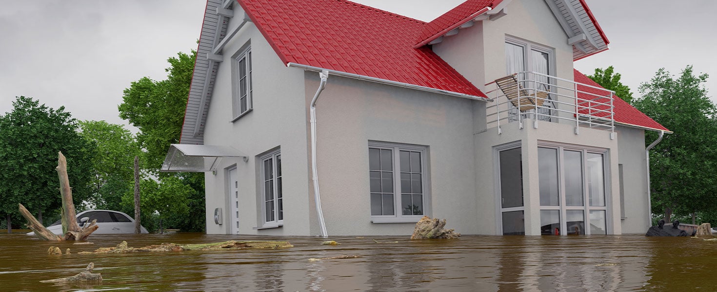 House in flooded area