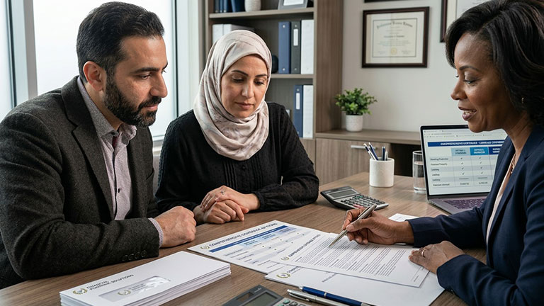 Arabic American couple sitting down