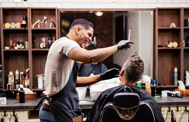 barber cutting hair