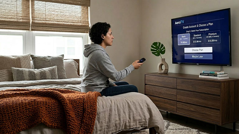 Setting up auto pay on TV in bedroom
