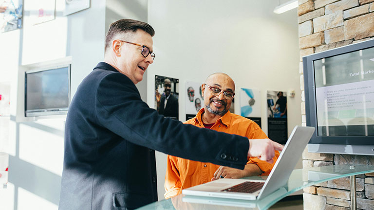 Man Pointing Laptop Computer;  Credit: LinkedIn Sales Navigator with Pexels