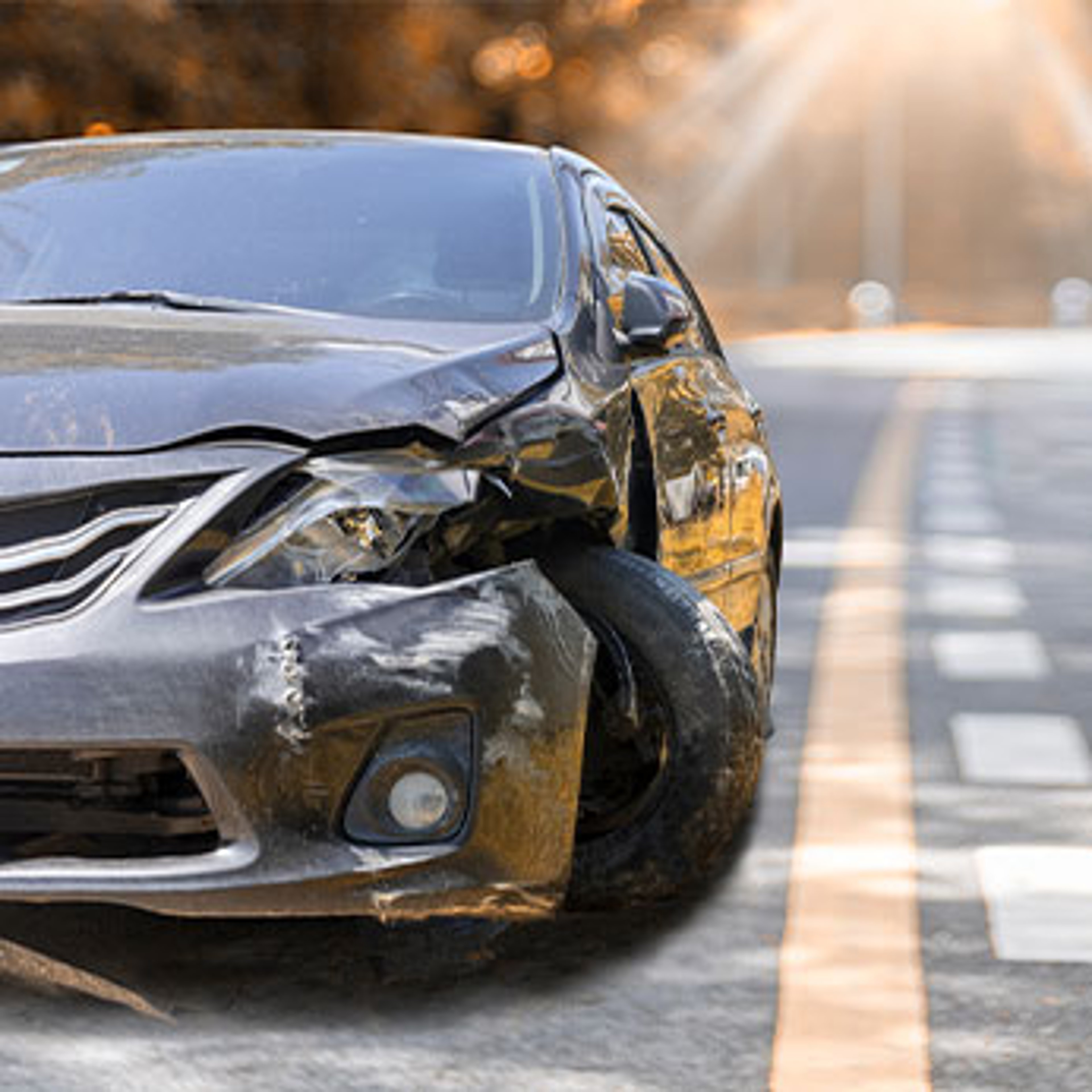 car showing severe front driver side damage