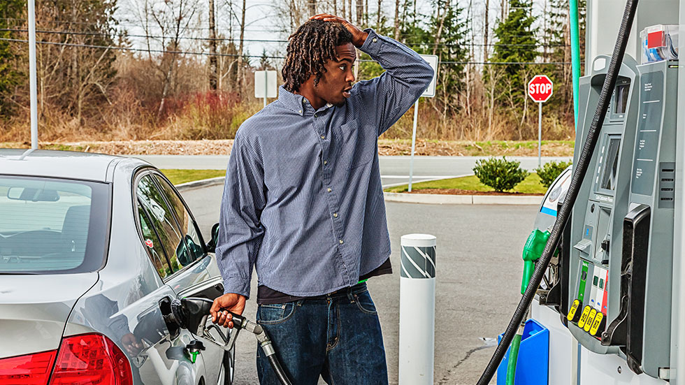 Man upset about price of gas