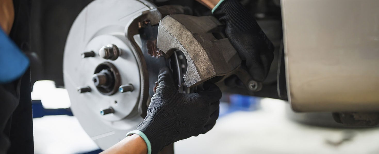 Car brakes being changed