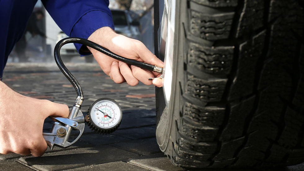 checking tire pressure