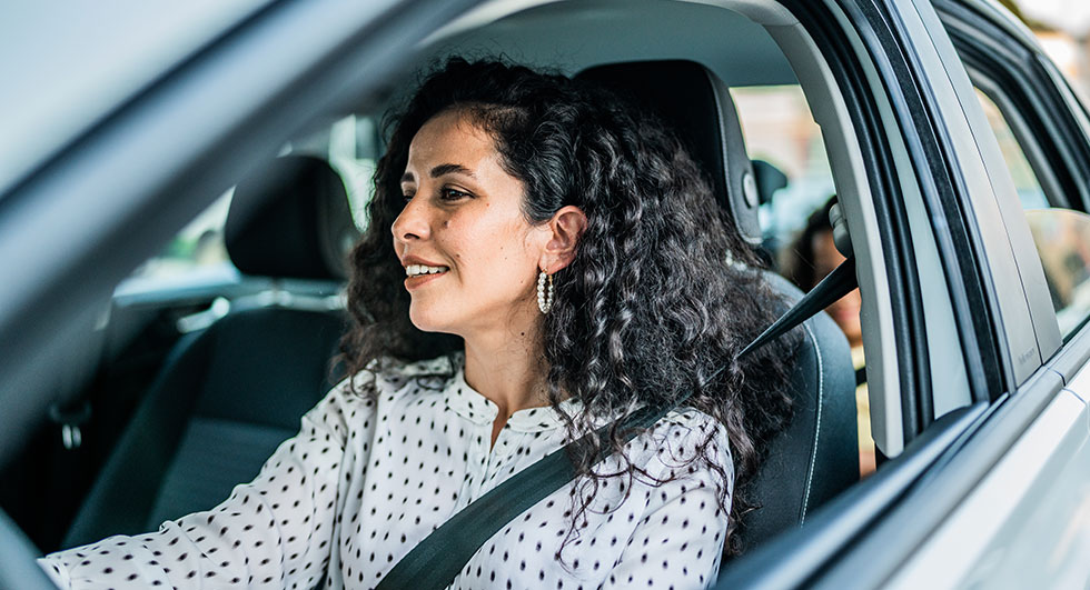 Woman driving safe