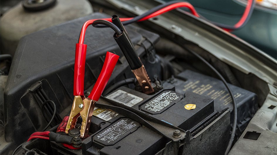 car battery being jumped