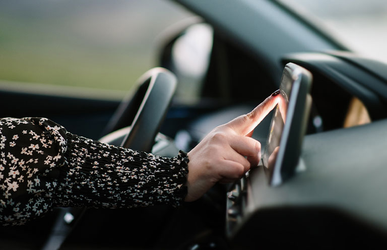 touching screen on car dashboard