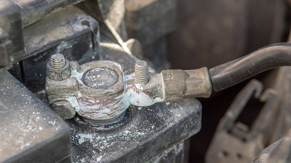 oxidized car battery