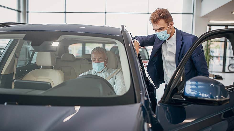 Car shopping with mask