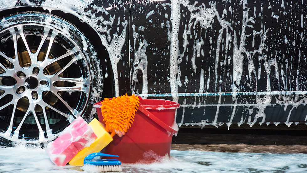 Washing car