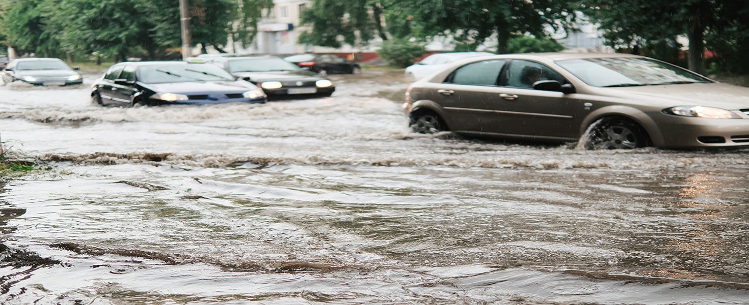 Car under water from flooding 