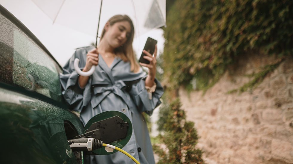 Charge An Electric Vehicle In The Rain