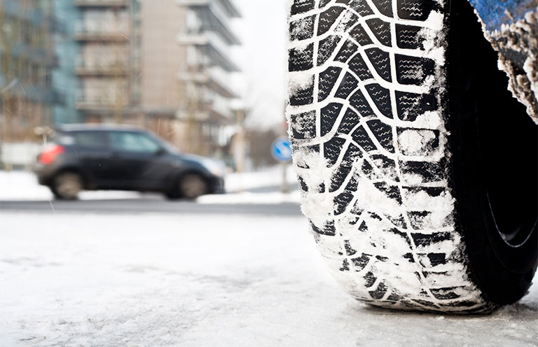 snow tires driving in snow