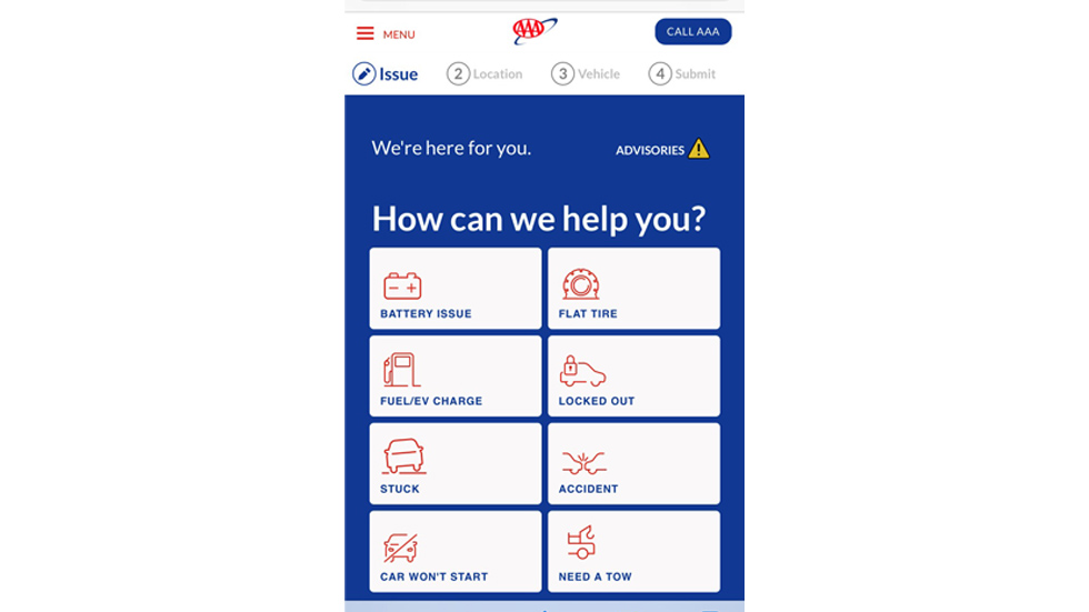 Screenshot of AAA Roadside Assistance App