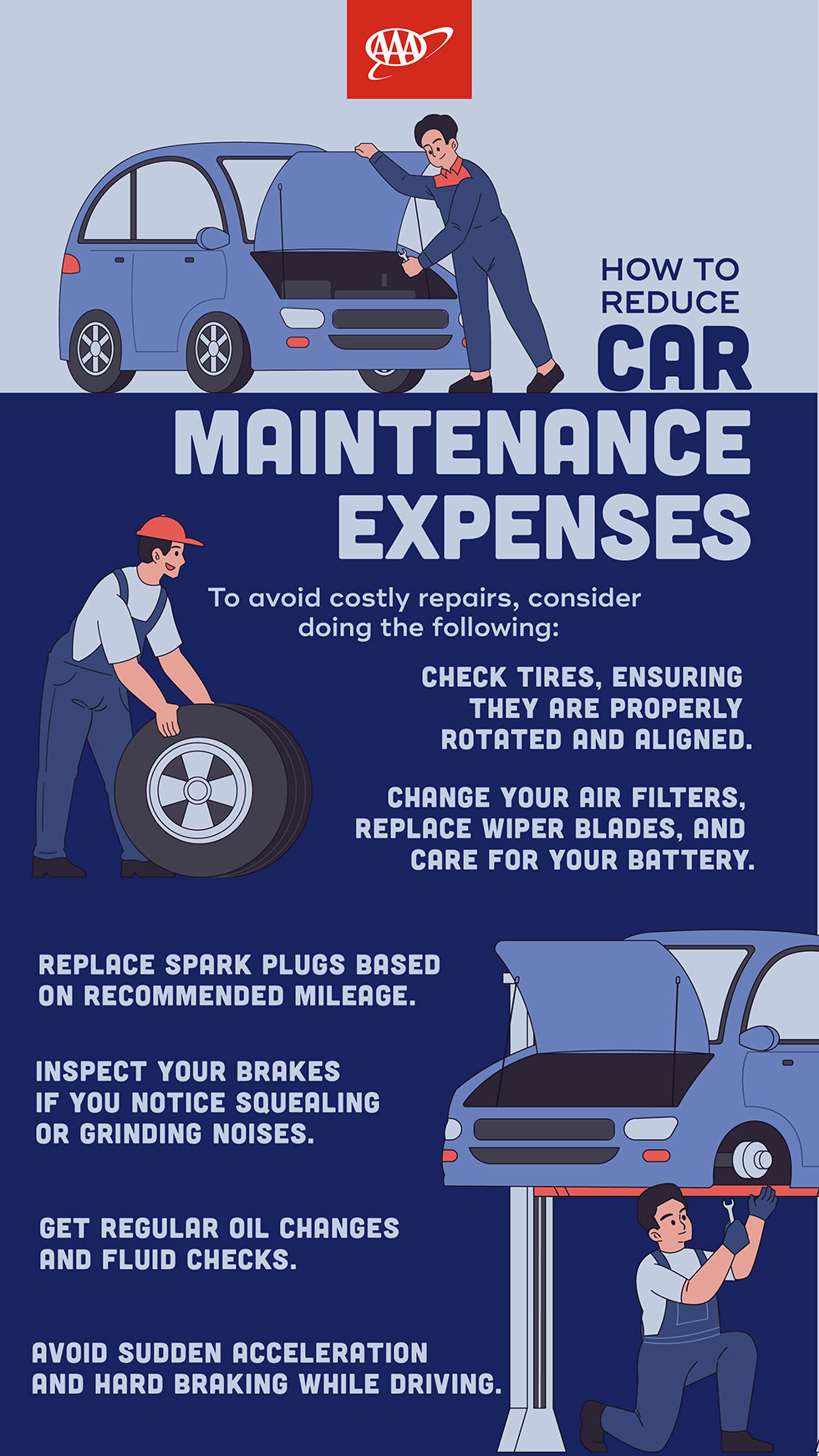 How to reduce car maintenance expenses infographic