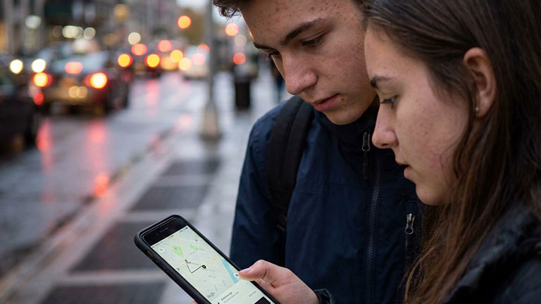 Teens rideshare app Image generated with Runway AI, Art directed by Andrea M. Corbin