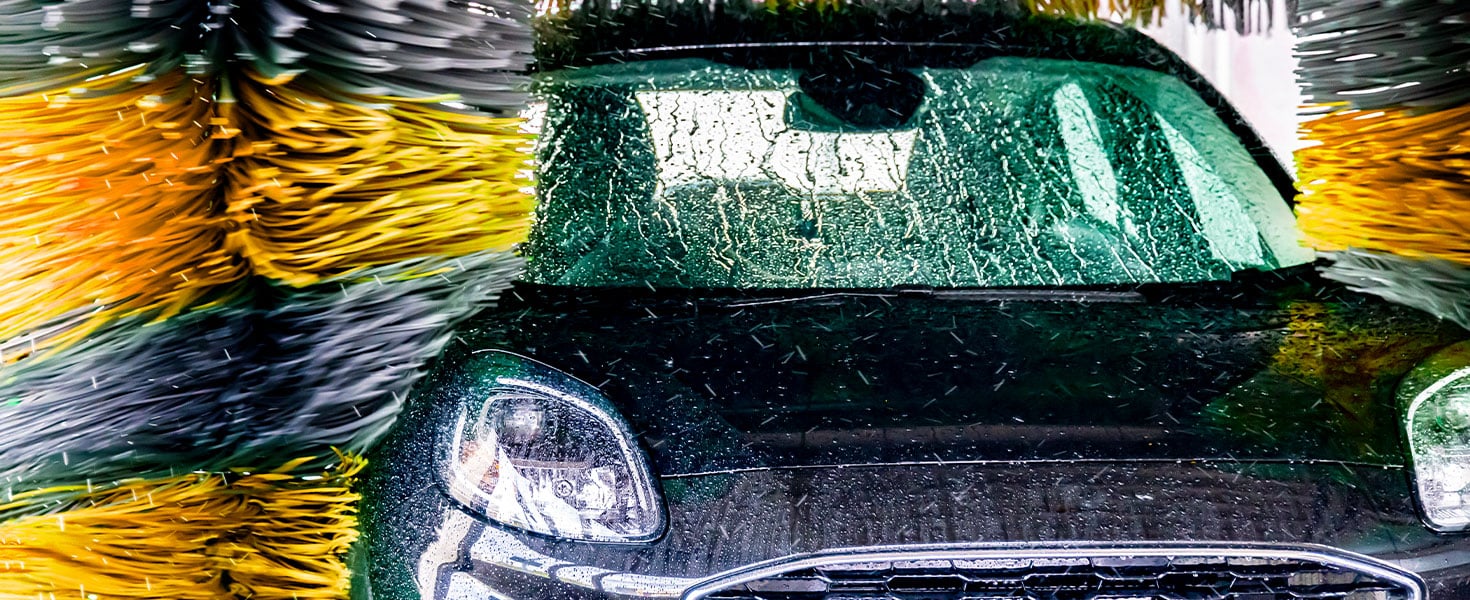 car going through automatic car wash