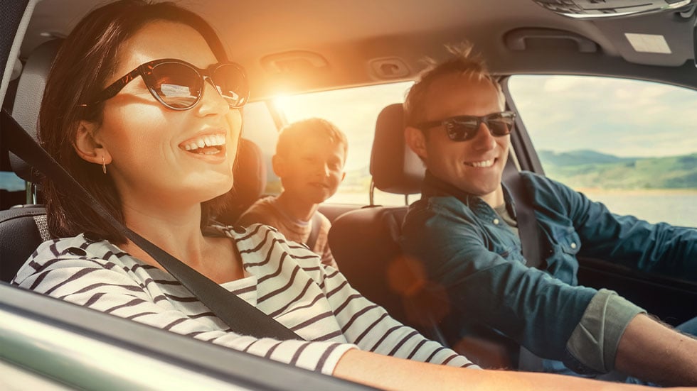 family in car