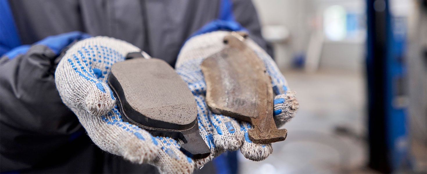 new and old brake pad comparison