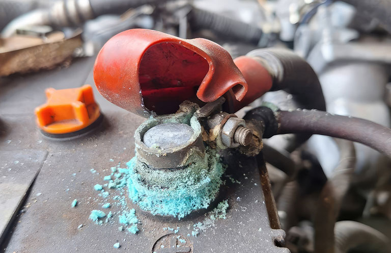 corrosion on car battery terminal