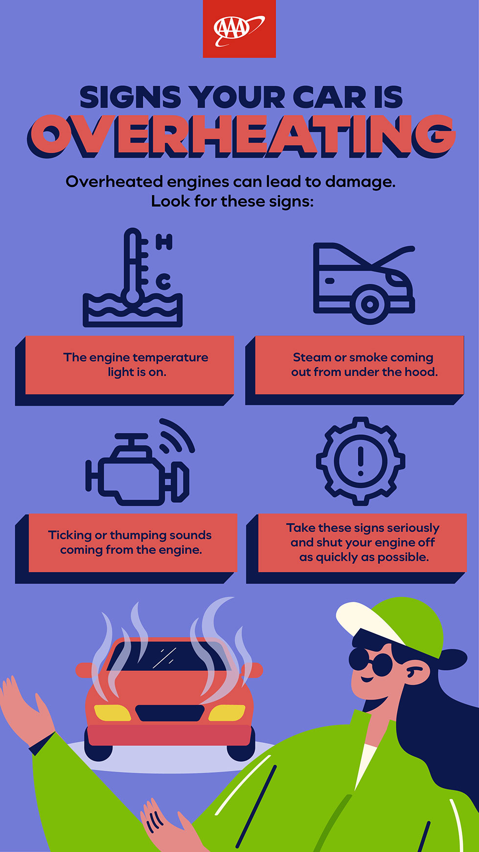 AAA infographic on car engine over heating