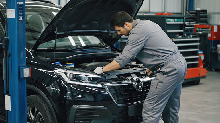 Gen4 Image Type Cinematic shot, high-resolutionSubject Person getting a under the hood car