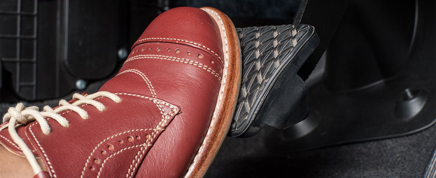 foot on brake pedal