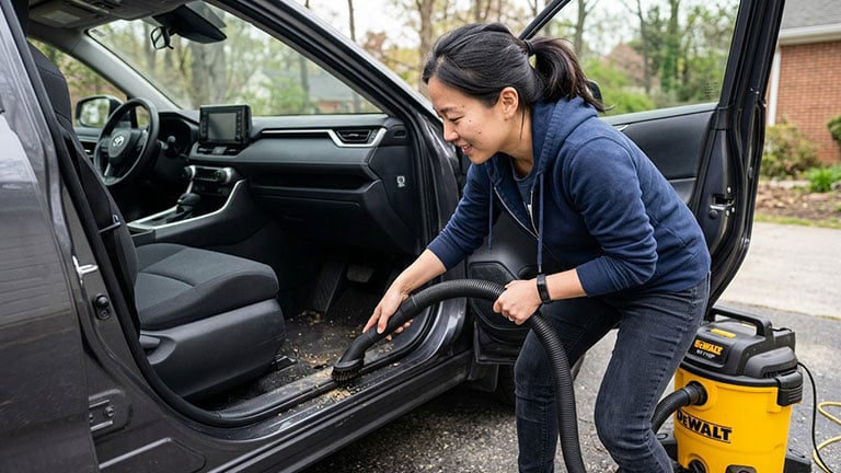 Vacuuming car out
