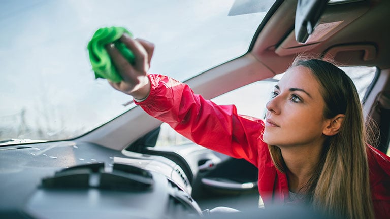 Kids helping to clean car