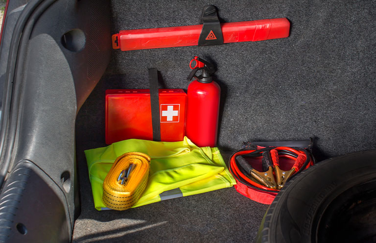 emergency supplies in car
