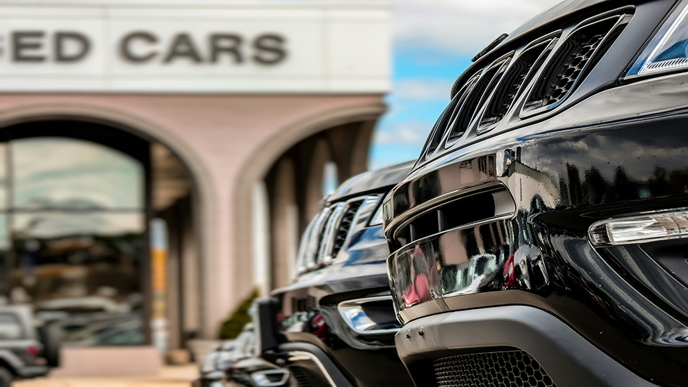 cars at used car dealership