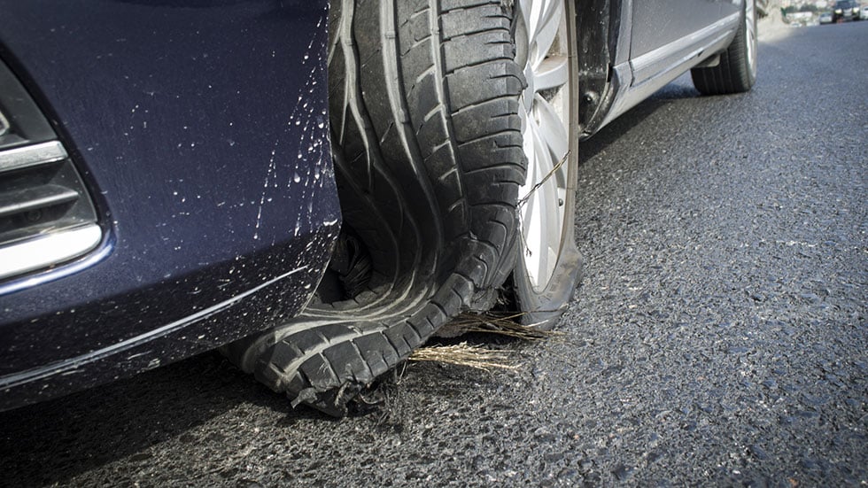 Blown out tire