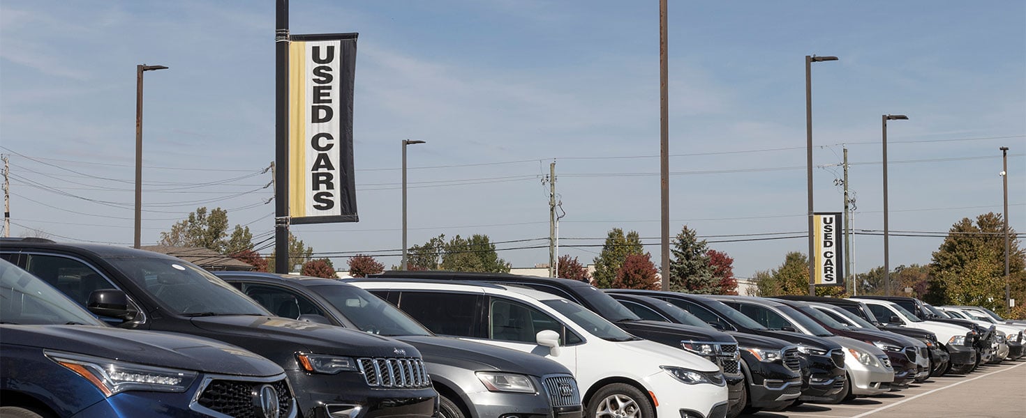 Used cars for sale at a dealership