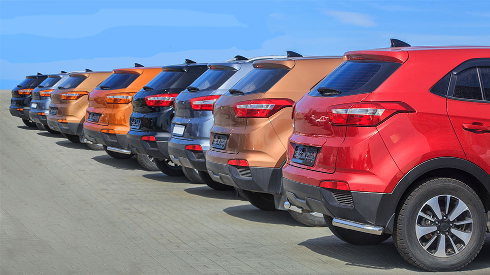 New cars on lot