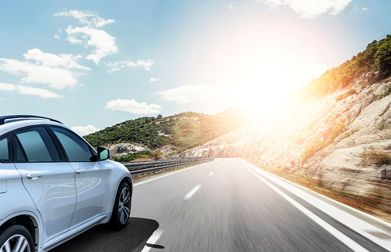 white car highway