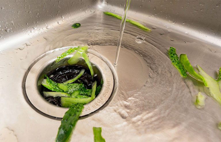 lettuce in sink going into garbage disposal