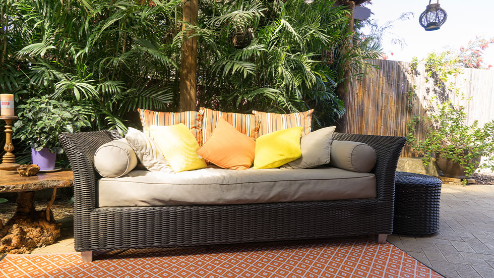 outdoor couch with pillows